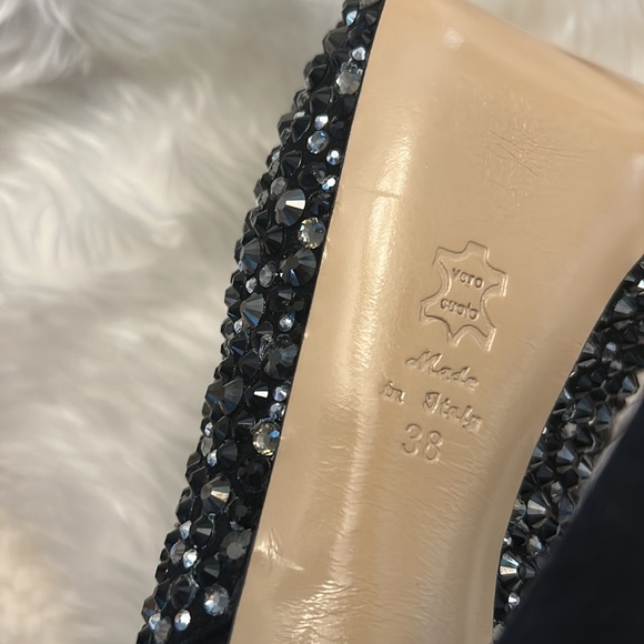 Francesco Sacco Beautiful Black studded Bling Platform sling back heels pumps - Picture 6 of 17